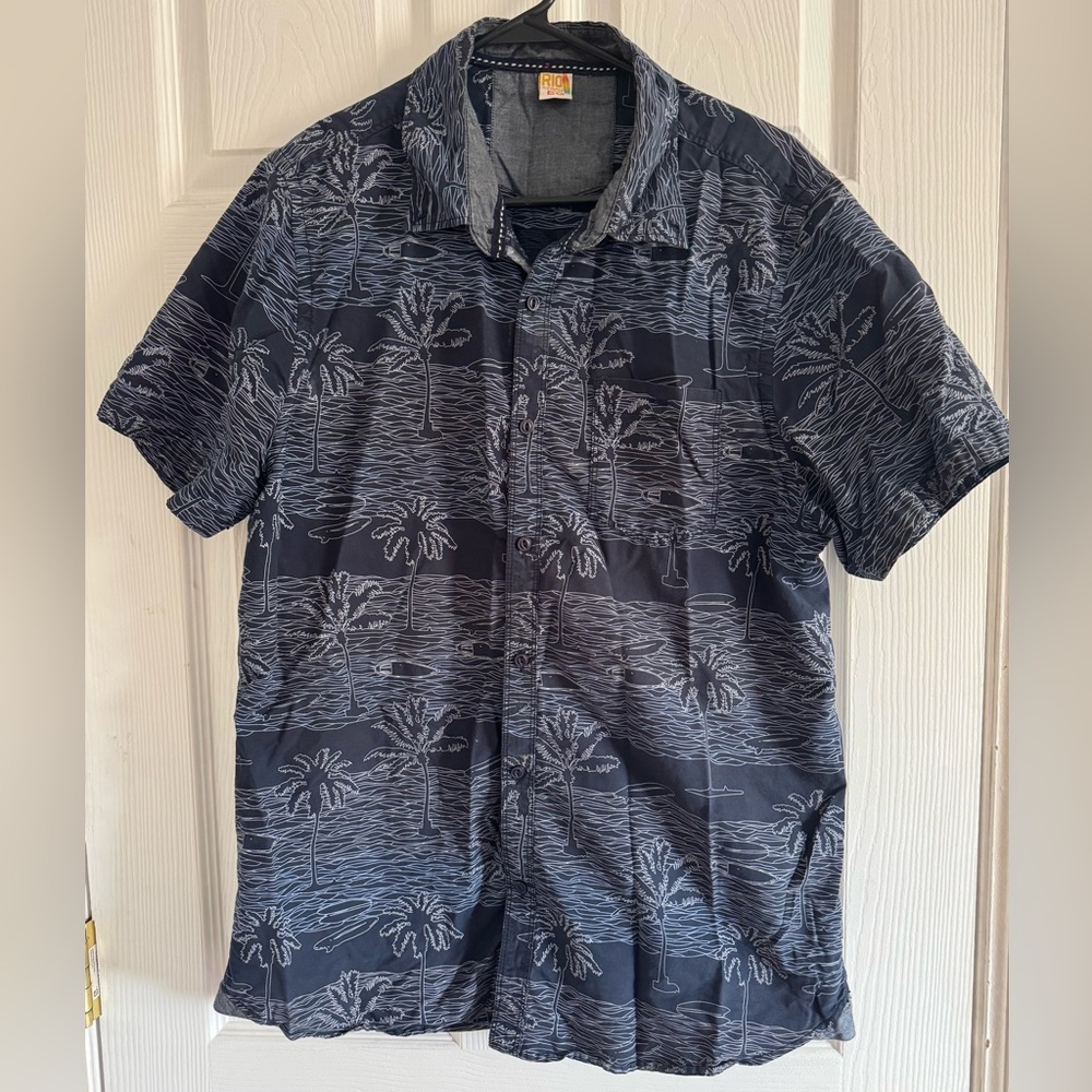 Men’s Hawaiian Beach Palm Tree Button Down Shirt